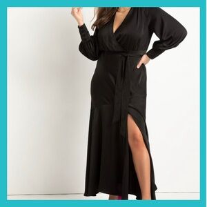 Elegant Black Satin Maxi Dress